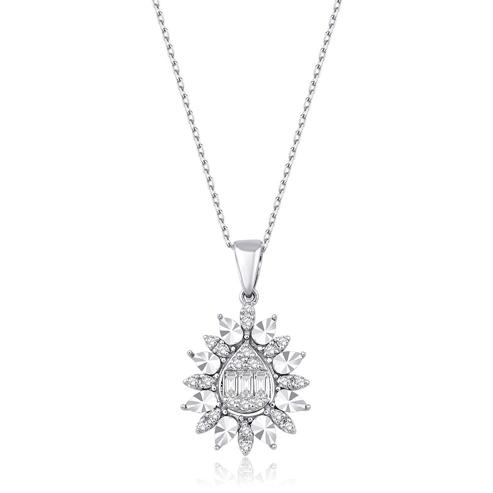 0.19 Karat Pırlanta Damla Baget Kolye - Baroni Diamond