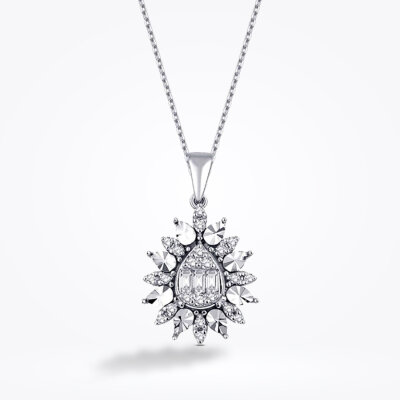 0.19 Karat Pırlanta Damla Baget Kolye - 1