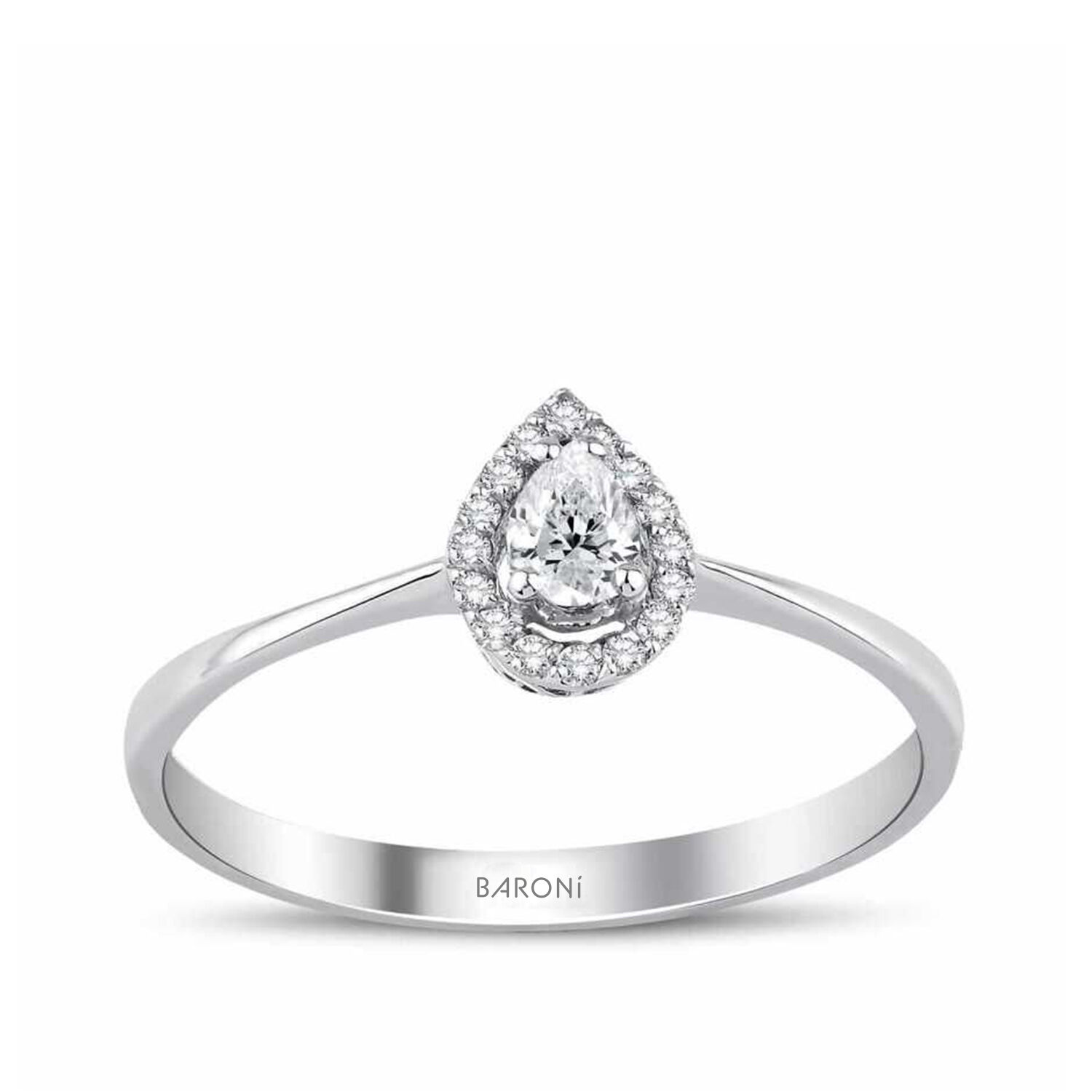 0.19 Karat Elmas Pırlanta Damla Tektaş Yüzük - Baroni Diamond
