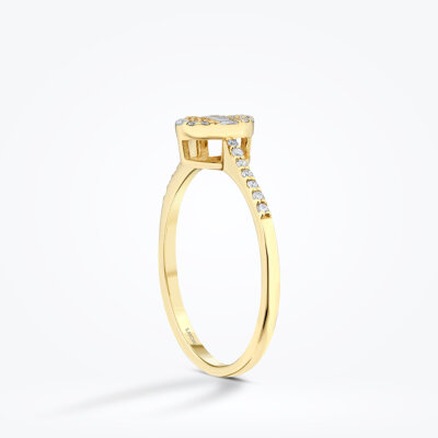 0.19 Karat Pırlanta Oval Baget Yüzük - 2