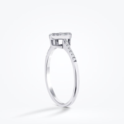 0.19 Karat Pırlanta Oval Baget Yüzük - 2