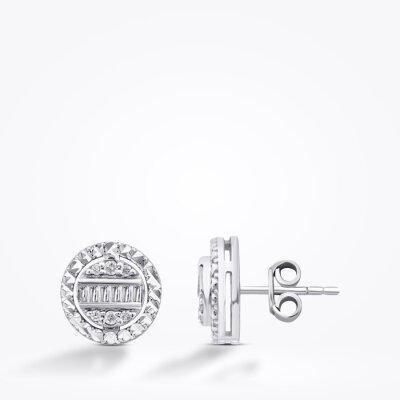 0.20 Karat Pırlanta Baget Küpe - 1