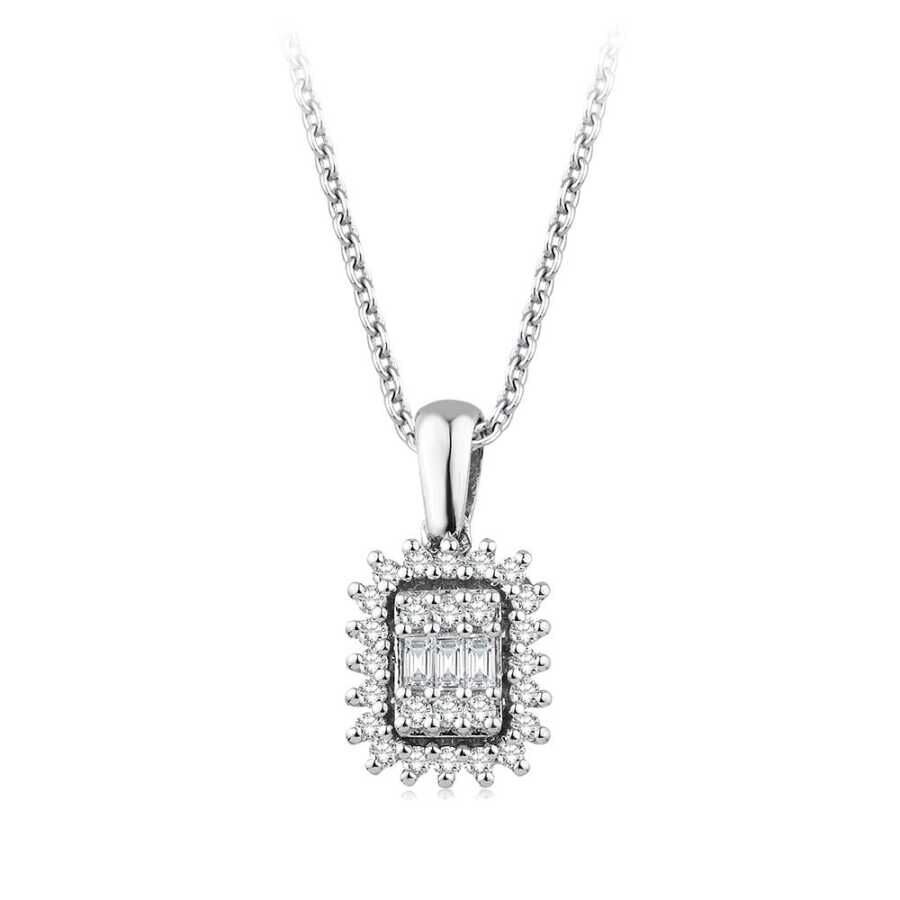 0.21 Karat Pırlanta Baget Kolye - Baroni Diamond