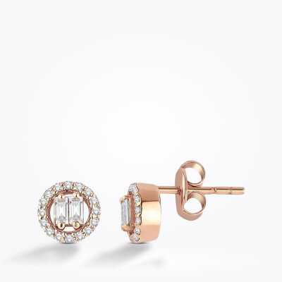 0.21 Karat Pırlanta Baget Küpe - 1