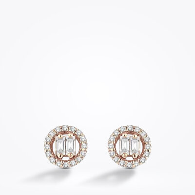 0.21 Karat Pırlanta Baget Küpe - 2