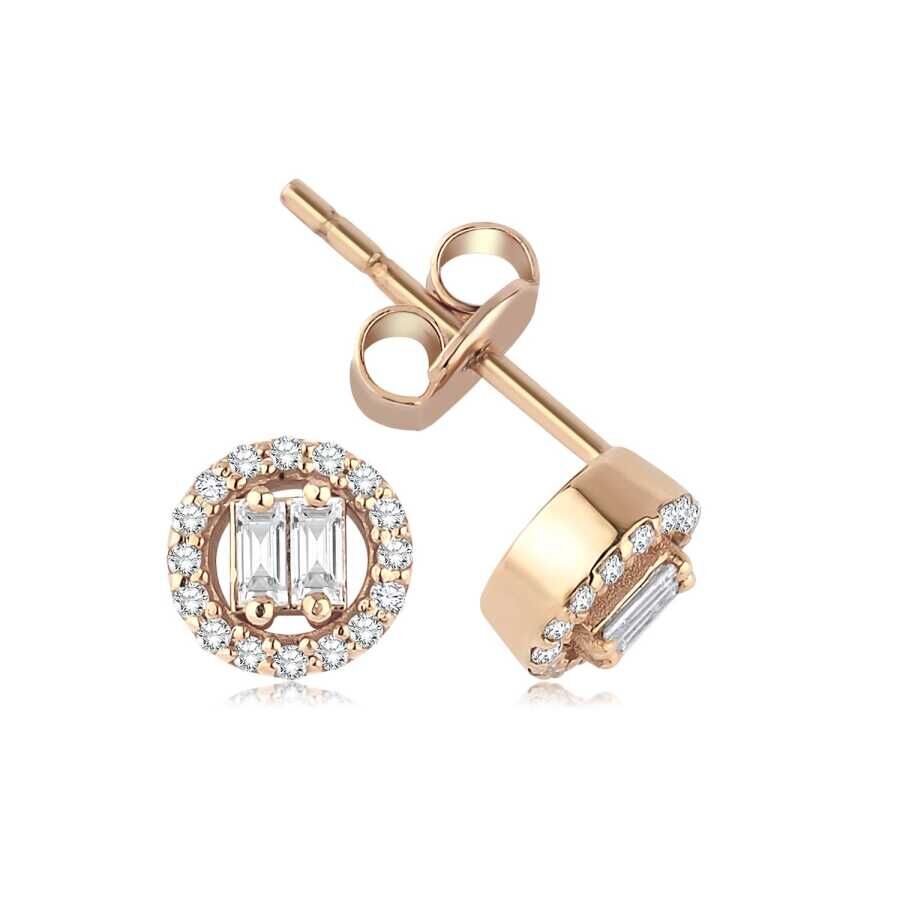 0.21 Karat Pırlanta Baget Küpe - Baroni Diamond