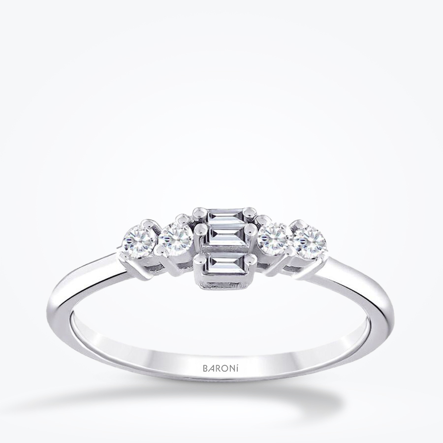 0.21 Karat Pırlanta Baget Trend Yüzük - Baroni Diamond