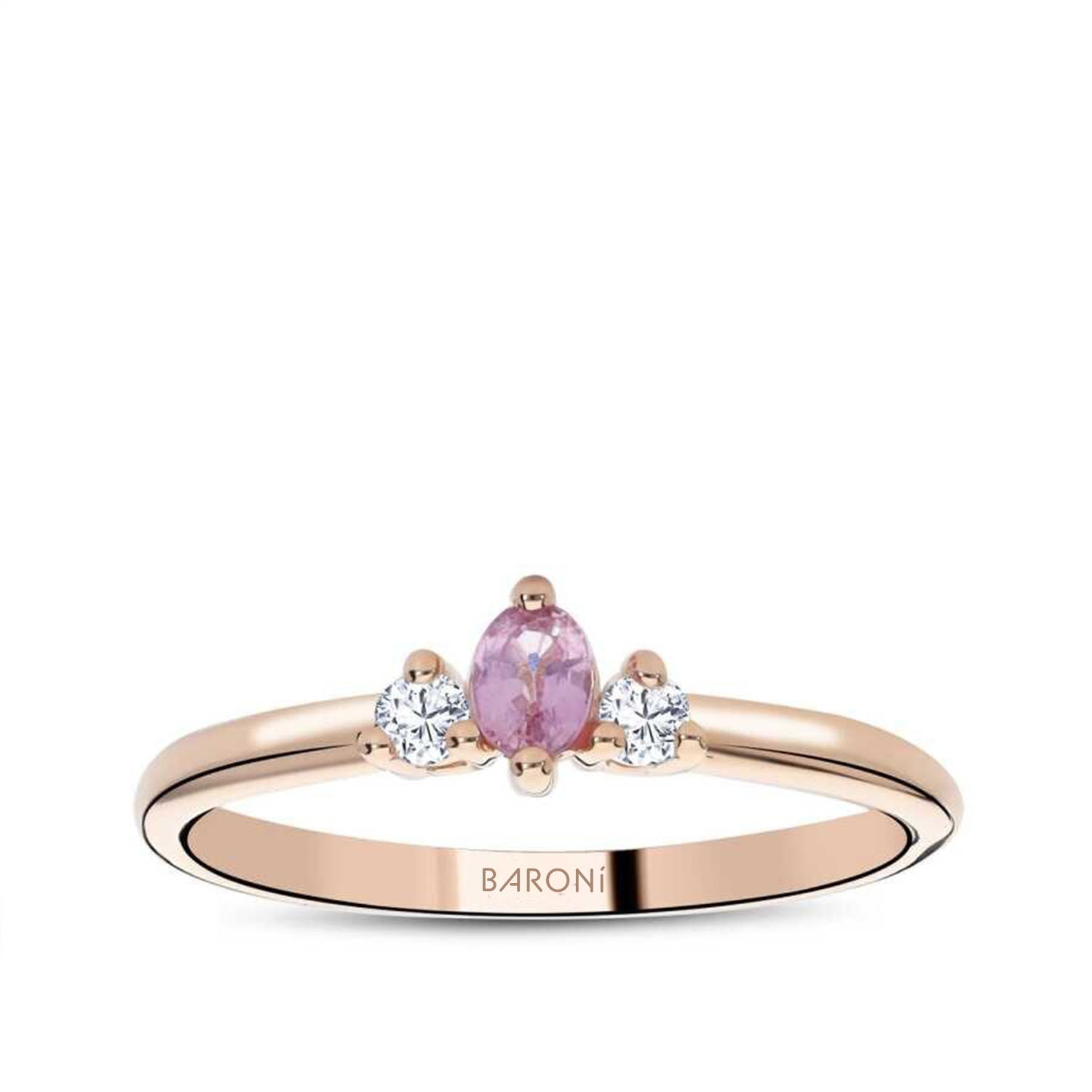 0.21 Karat Pırlanta Pembe Safir Taşlı Yüzük - Baroni Diamond
