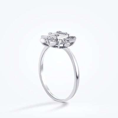 0.22 Karat Pırlanta Baget Çiçek Yüzük - Baroni Diamond (1)