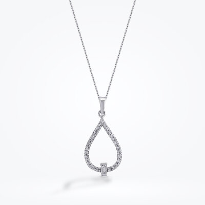 0.22 Karat Pırlanta Baget Kolye - Baroni Diamond (1)