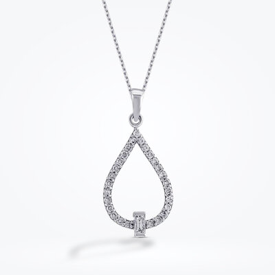 0.22 Karat Pırlanta Baget Kolye - 1