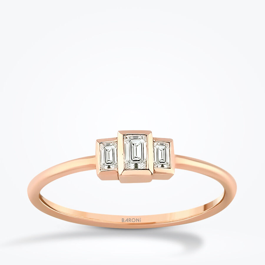0.22 Karat Pırlanta Baget Rose Yüzük - Baroni Diamond