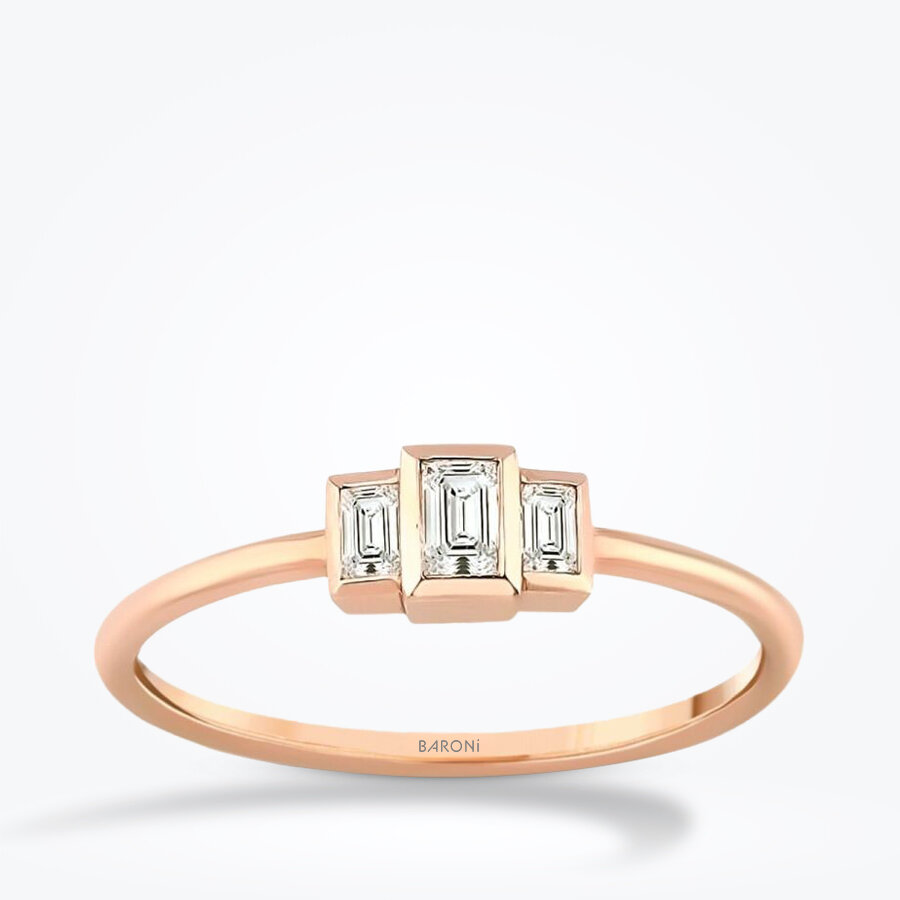 0.22 Karat Pırlanta Baget Rose Yüzük - Baroni Diamond