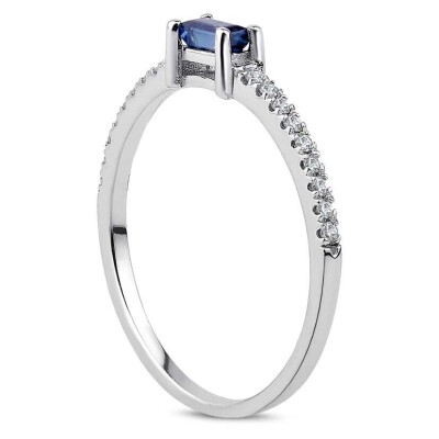 0.22 Karat Pırlanta Baget Safir Yüzük - Baroni Diamond (1)
