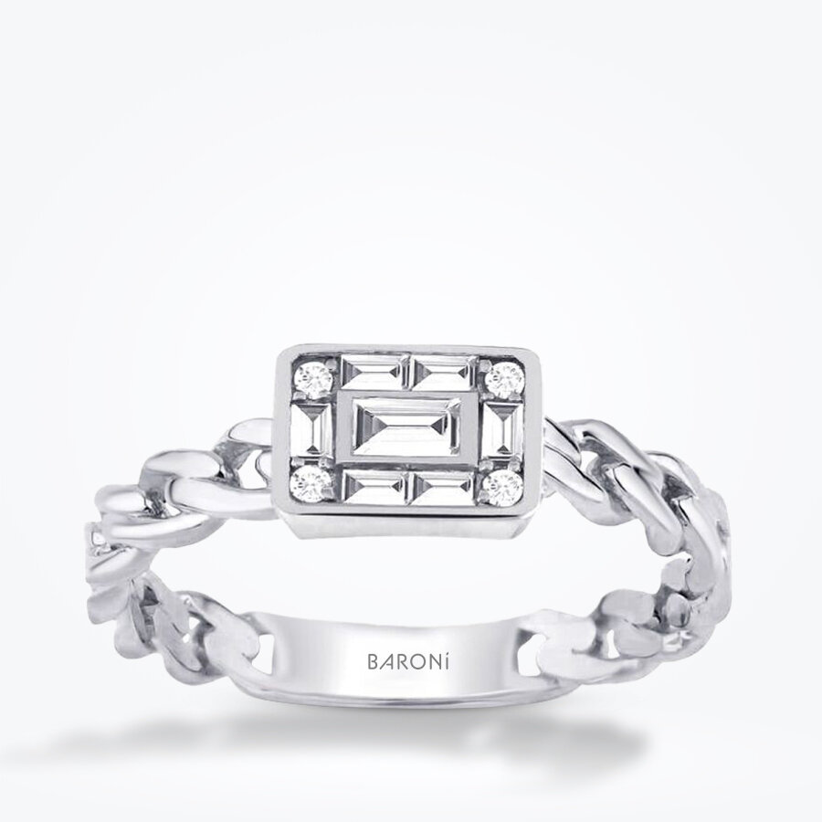 0.22 Karat Pırlanta Baget Trend Yüzük - Baroni Diamond