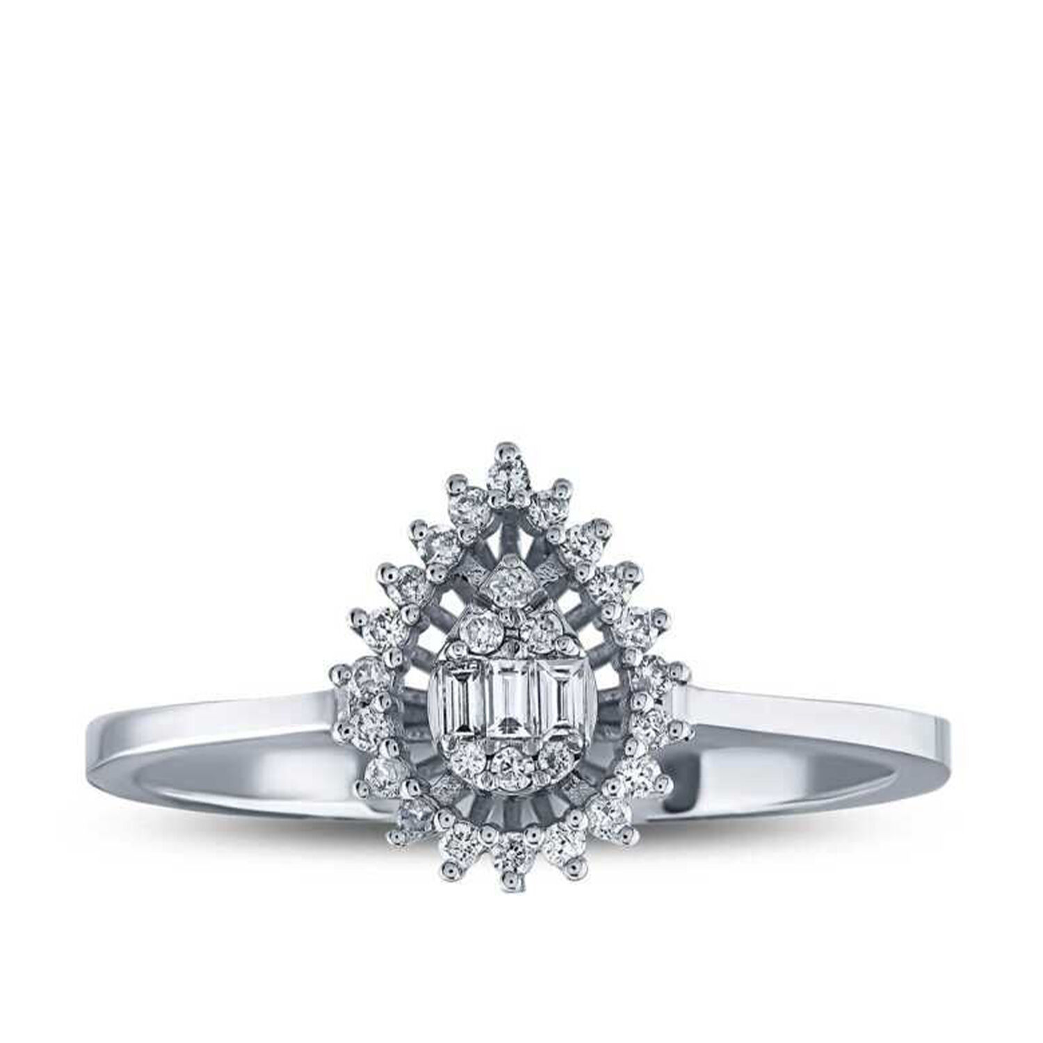 0.22 Karat Pırlanta Damla Baget Yüzük - Baroni Diamond