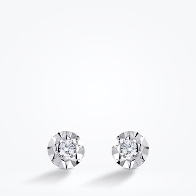 0.22 Karat Pırlanta Tektaş Küpe - 2