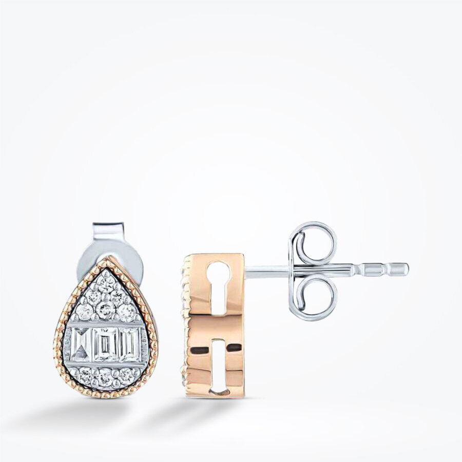 0.23 Karat Pırlanta Baget Damla Küpe - Baroni Diamond