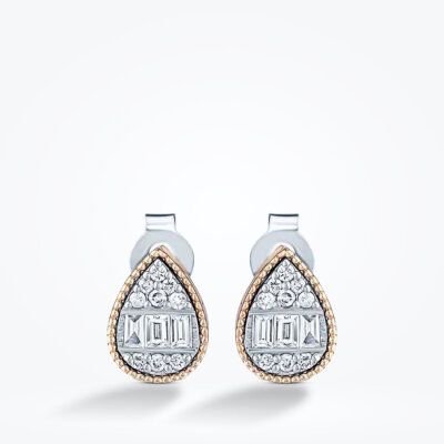 0.23 Karat Pırlanta Baget Damla Küpe - 2