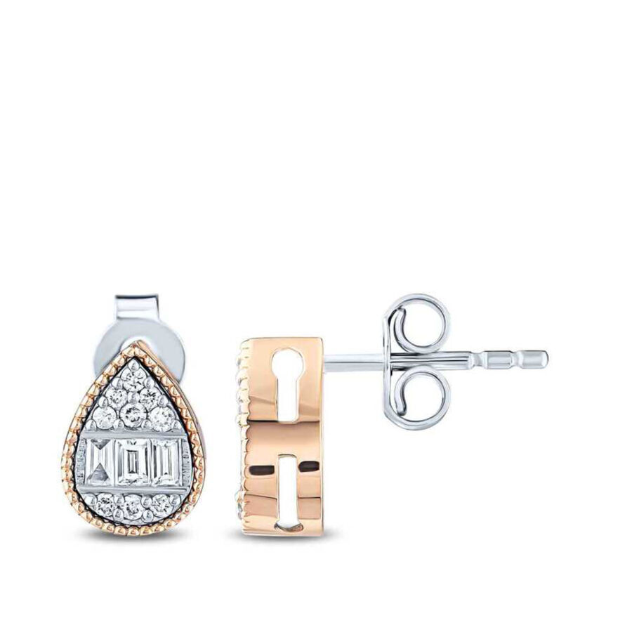 0.23 Karat Pırlanta Baget Damla Küpe - Baroni Diamond