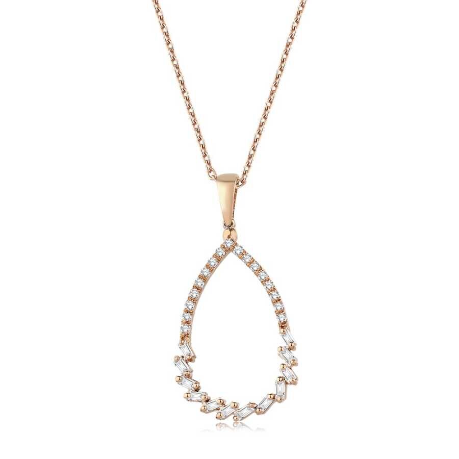 0.23 Karat Pırlanta Baget Kolye - Baroni Diamond
