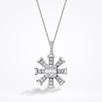 0.23 Karat Pırlanta Baget Kolye - Baroni Diamond