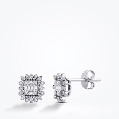 0.23 Karat Pırlanta Baget Küpe - 1