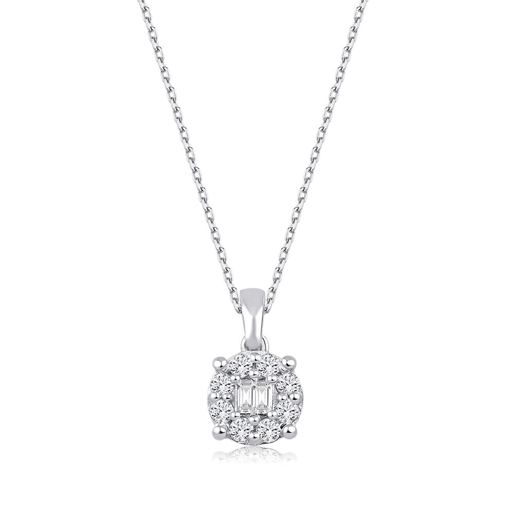 0.23 Karat Pırlanta Baget Trend Kolye