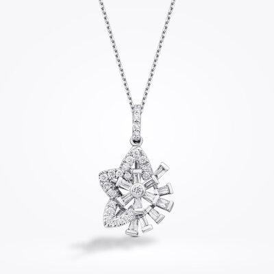 0.23 Karat Pırlanta Baget Yıldız Kolye - Baroni Diamond