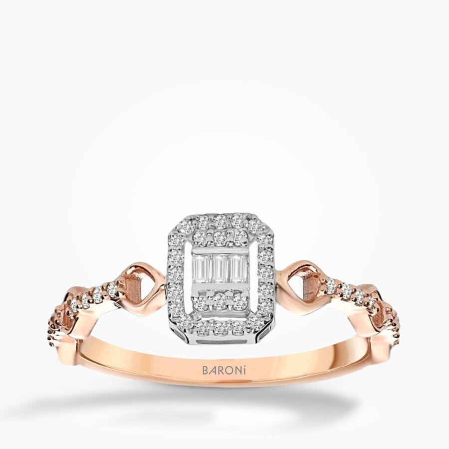 0.23 Karat Pırlanta Baget Rose Yüzük - Baroni Diamond