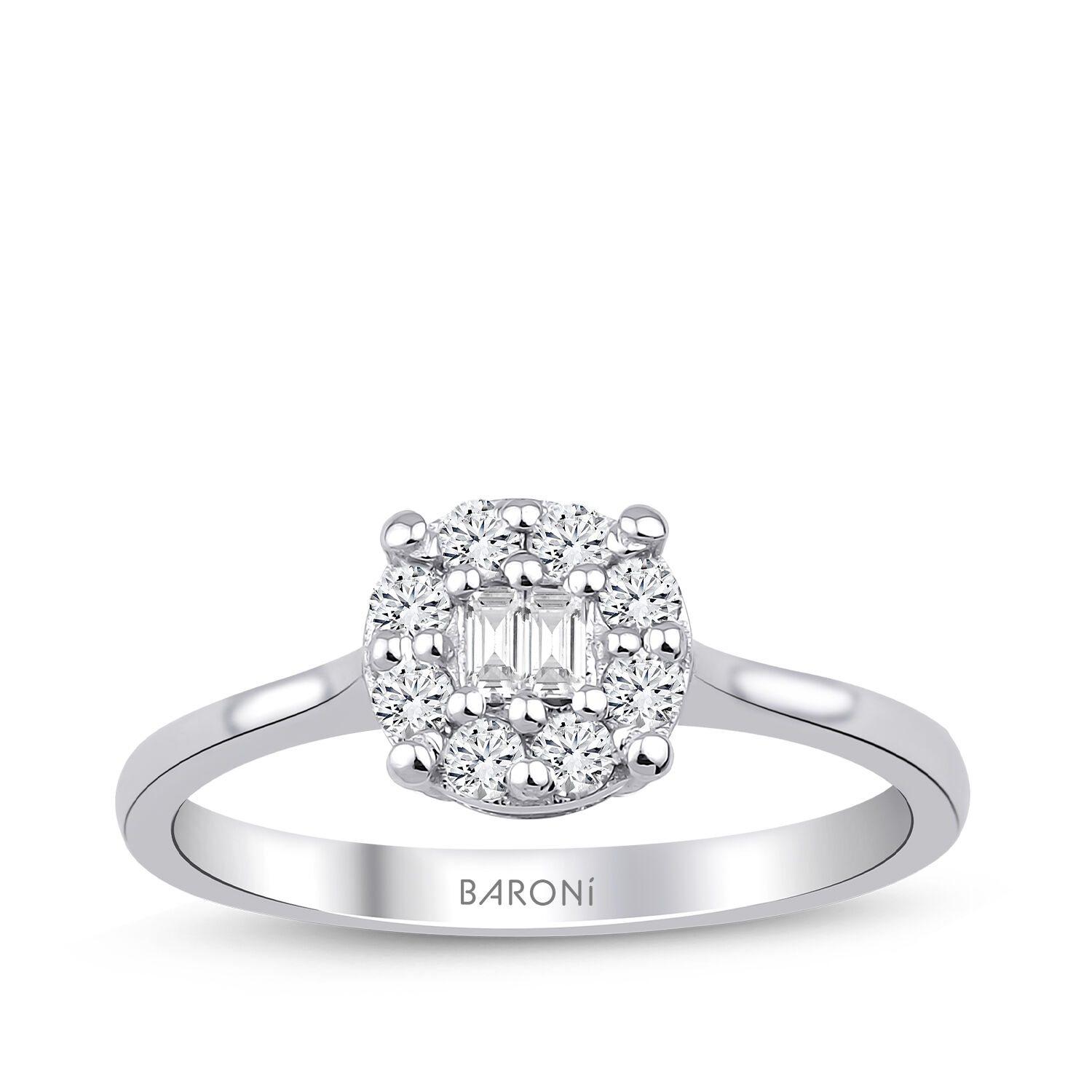 0.23 Karat Pırlanta Yuvarlak Baget Yüzük - Baroni Diamond