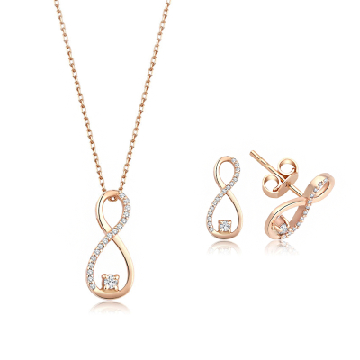 0.23 Karat Pırlanta Rose Altın Sonsuzluk Set - 2