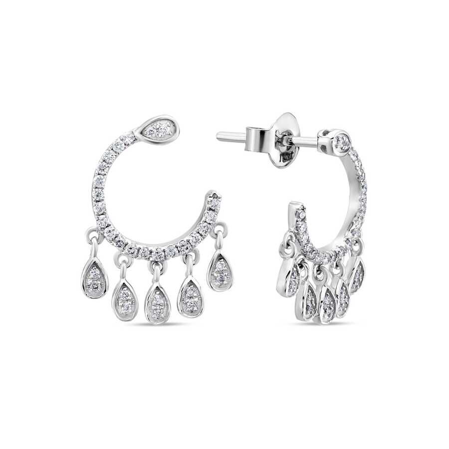 0.23 Karat Pırlanta Yarım Ay Taşlı Küpe - Baroni Diamond