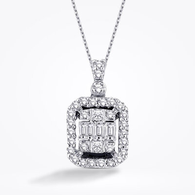 0.24 Karat Pırlanta Baget Kolye 