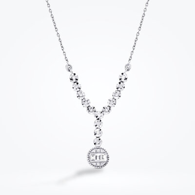 0.24 Karat Pırlanta Baget Kolye - 2