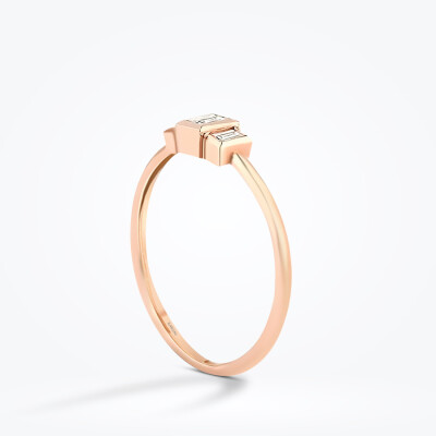 0.24 Karat Pırlanta Baget Rose Yüzük - 2