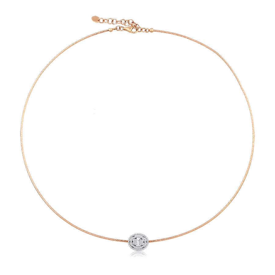 0.24 Karat Pırlanta Baget Taşlı Rose Kolye