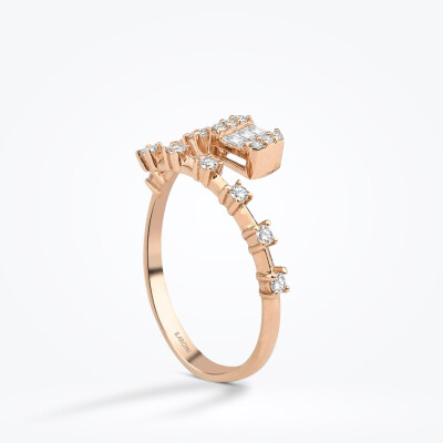 0.24 Karat Pırlanta Baget Trend Rose Yüzük - 2