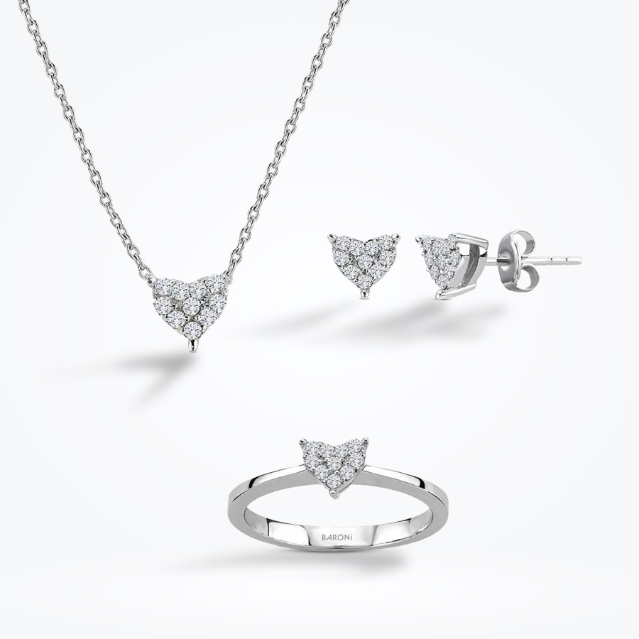 0.24 Karat Pırlanta Kalp Mini Set - Baroni Diamond