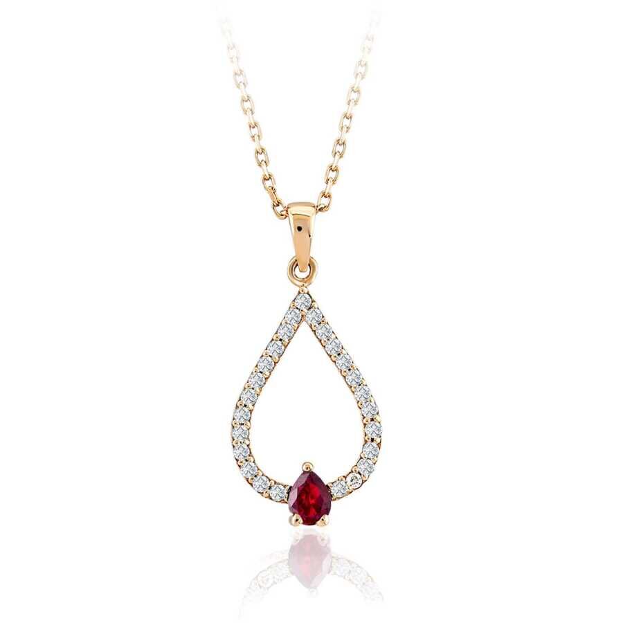0.24 Karat Pırlanta Yakut Kolye - Baroni Diamond