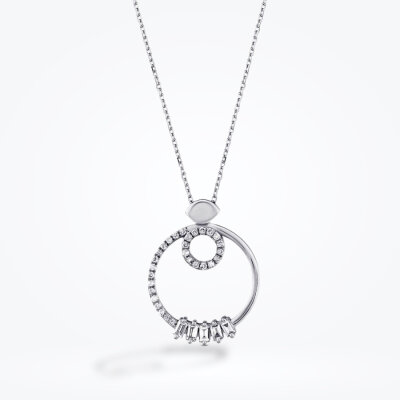 0.25 Karat Pırlanta Baget Kolye - Baroni Diamond (1)