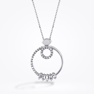 0.25 Karat Pırlanta Baget Kolye - 1