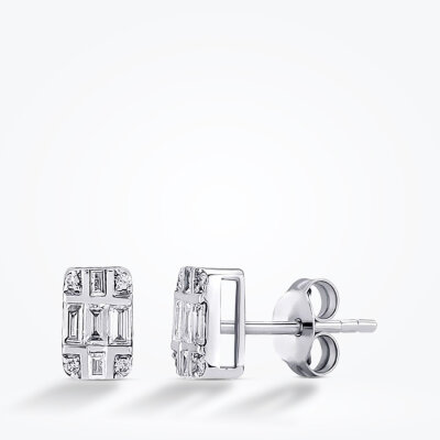 0.25 Karat Pırlanta Baget Küpe - 1