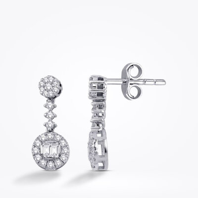 0.36 Karat Pırlanta Baget Küpe - 1