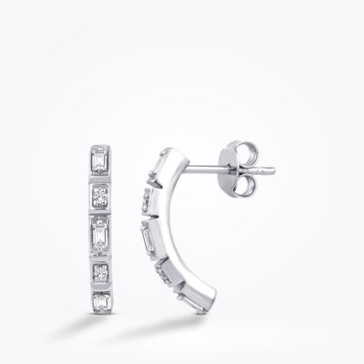 0.25 Karat Pırlanta Baget Küpe - 1