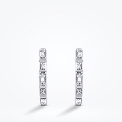 0.25 Karat Pırlanta Baget Küpe - 2