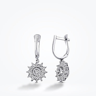 0.25 Karat Pırlanta Çiçek Küpe - 1