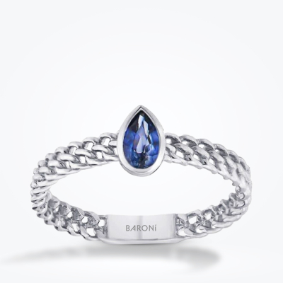 0.25 Karat Pırlanta Safir Yüzük - 1