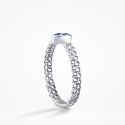0.25 Karat Pırlanta Safir Yüzük - 2