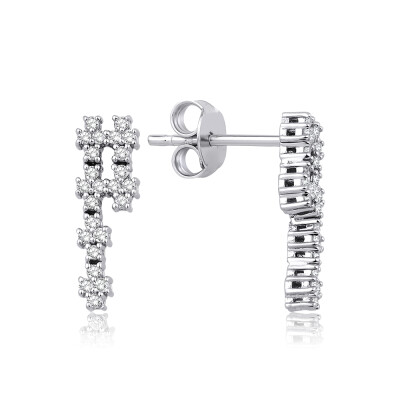 0.25 Karat Pırlanta Sıralı Küpe - 1